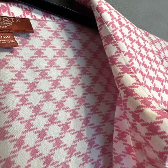 Talbots Wrinkle Resistant Button Down Shirt Geometric Print Plus Size 16W Pink - Picture 5 of 9